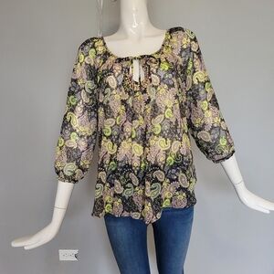 Princess Vera Wang Sheer Peasant Top, VGUC, Size M
